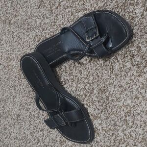 Donald J. Pliner Goia Black Leather Buckle Sandals Women's Size 7.5